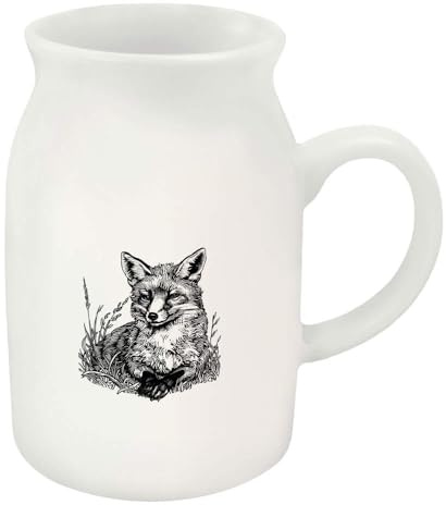 Azeeda 'Vintage Fox Portrait' Ceramic Milk Jug - 300ml (MJ00020751) | 10oz Creamer / Small Pitcher for Tea, Coffee, Breakfast and Dining