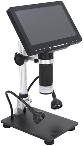 MasYosh Microscopio Electrónico Digital, Pantalla IPS de 7 Pulgadas, Lupa de Monedas HD 1080P con Cámara de 16 MP, Zoom de 50X a 1600X, para Reconocimiento de Errores de Monedas, Prueba