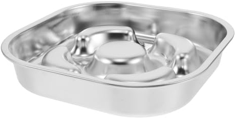 KOMBIUDA Napf mit Anti Schling Funktion aus Edelstahl 23x23cm rutschfest Slow Feeder für Hunde und Katzen Langsames Fressen für Welpen und Kleine Rassen