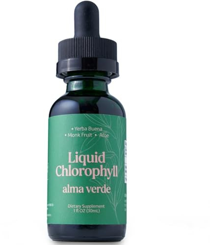 Alma Verde Liquid Chlorophyll Drops - Chlorophyll Water with Aloe Vera Juice for Body Odor, Bloating Relief & Gut Health - Natural Deodorant Alternative for Women - Skin Glow & Detox - Vegan - 30ml