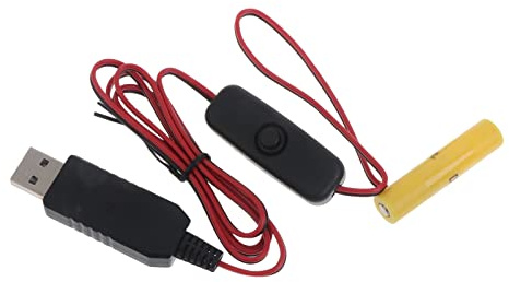 Dcaknri 2m Type-C/USB to 1.5V Battery Cable with Switch for 1.5V Powered Clock Thermometer Hygrometer Toy USB Power Converter Wire DC-Buck Battery Line