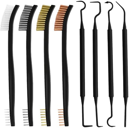 8 Stk. Drahtbürste Klein Set,Drahtbürsten Edelstahl Stahlbürste Kleine Messingbürste Metallbürste Stahl Nylon Pinsel mit 4 Doppelende Haken für Reinigung Schmutz und Rost