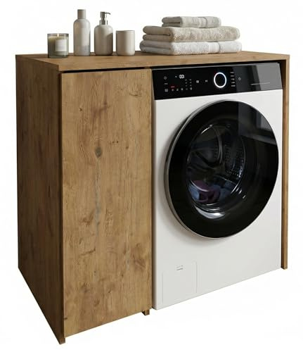 CraftPAK Waschmaschinenschrank geeignet für Waschmaschine & Wäschetrockner, Waschmaschinenschrank Überbauschrank, Badezimmermöbel Größe 66x97x62 cm, Retro