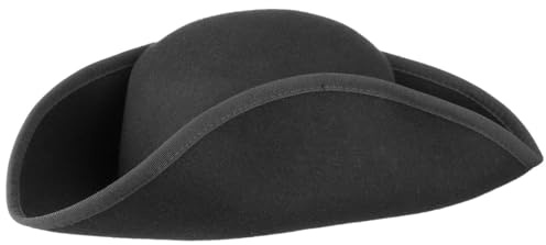 Lipodo Dreispitz Wollfilzhut Piratenhut Damen/Herren Made in Italy Hut Sommer Winter schwarz S (55-56 cm)