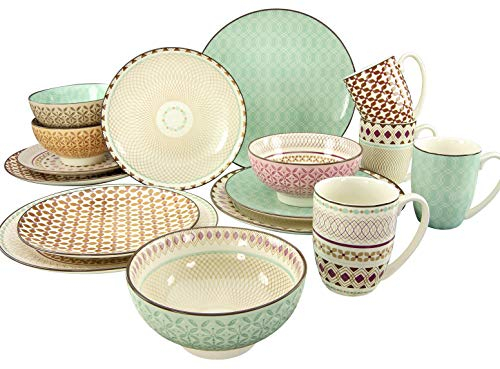 CreaTable, 20310, Série MANDALA, Service de table combiné 16 pièces