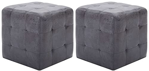 vidaXL Sittpuff 2 st grå 30x30x30 cm konstmocka