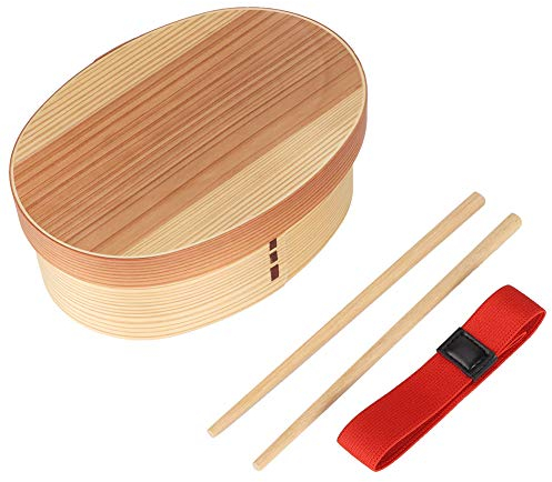 Caja Bento de madera, fiambrera de 1 capa con recipiente de comida Chopstic para vajilla escolar en casa