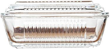 Recipiente para Mantequilla Plato de mantequilla de vidrio con tapa, buena mantequilla apretones del plato, Plaza transparente la caja de mantequilla, tradicional accesorio de cocina Mantequillera