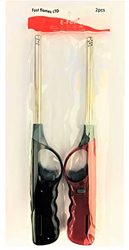 2pk Refillable BBQ Lighters Use for Kitchen, Barbecue, Candles, Camping, Cooking, BBQ, Fireworks, Fire Lighter, with Child Lock Safety System