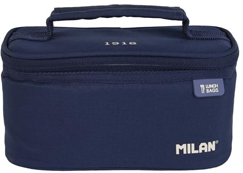 Bolsa isotérmica porta alimentos pequeña con 1 recipiente (1.5L) serie 1918. azul marino MILAN (08805SNCB), 22 x 12,5 x 12 cm