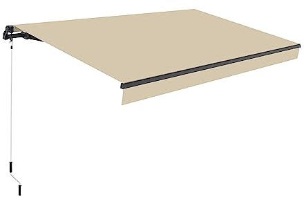 Wasabi - Toldo Exterior Manual Enrollable 3x2m Arena - Lona Poliéster - para Terraza, Balcón o Jardín - Estructura Retráctil Antracita Resistente de Aluminio - Manivela incluida