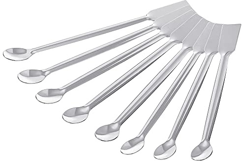 sourcing map Micro Lab Spoons - Espátula de mezcla (punta de 5.9 pulgadas, plata 201 de acero inoxidable, para laboratorio, 8 unidades)