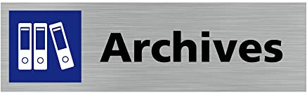 Pictogramme ARCHIVES (Q0115). Signalisation Porte - 170 X 50 mm - Autocollant souple ou plaque alu brossé 2mm. - Plaque aluminium brossé - Plaque aluminium brossé -