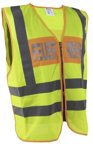 Dönges Signalweste, Feuerwehr (vorne + hinten), gelb/orange (Warnweste Funktions-Warnschutzweste Kennzeichnungswesten KFZ-Warnweste Pannen-Warnweste Pannenweste Sicherheitsweste Verkehrsweste)