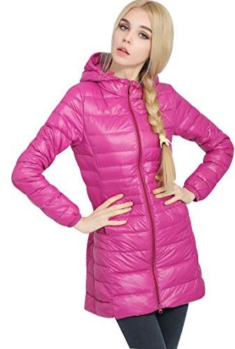 Plumifero Ultraligero Mujer Largo Chaqueta Plumas Ligeros Mujer Invierno Plumífero Ligero Mujer Talla Grande Plumon Puffer Down Jacket Plumiferos Largos Cazadora Abrigo Plumas Plumíferos Mujer Rosa