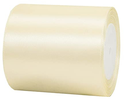 100 mm 22m Satinband Geschenkband Beige 100mm Breit,Auto Seidenband Beige Dick Schleifenband Satin Dekoband Geschenkverpackung Deko Band Stoffband für Halloween Weihnachten Hochzeit Geburtstag DIY