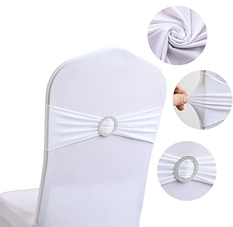 LUMoony 10Pcs Chair Covers Stretch Elastic with Buckle and Loop Stretch Chair Sashes with Buckle Stretch Chair Ribbons Sashes Spandex Elastic with Slider Buckle Wedding
