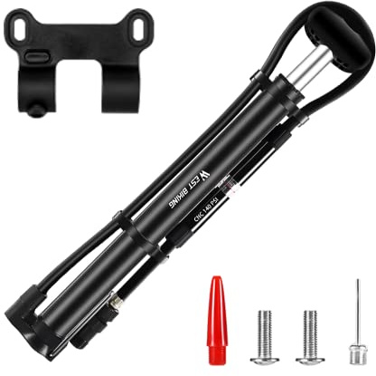 BNGXR Mini Pompe À Vélo, Portable Mini Pompe Vélo avec Tuyau Flexible, Pompe a Velo avec Manometre 140 PSI Universelle Presta et Schrader pour Pompe à Bille de vélo de Route