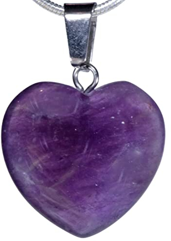 Lebensquelle Plus Herzanhänger aus echtem Edelstein 2x2 cm | Anhänger Herz mit silberfarbener Öse (Amethyst)