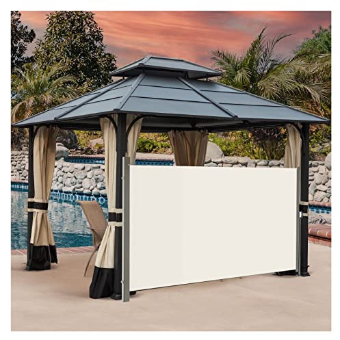 bujnie Seitenmarkise Ausziehbar Markise Windschutz Blickdicht Sichtschutz Seitenrollo mit Wandhalterung für Garten, Balkon, Terrasse (Color : Beige, Size : 63x118inch/160x300cm)