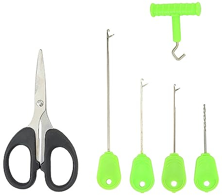 Juego de Herramientas de Aparejos de Pesca de Carpa,Pesca Rig Cebo Aguja Kit,Incluye Aguja de Gancho,Perforador,Extractor de Nudo y Tijeras de Línea de Trenza de Pesca para Señuelos de Cebo Perforador