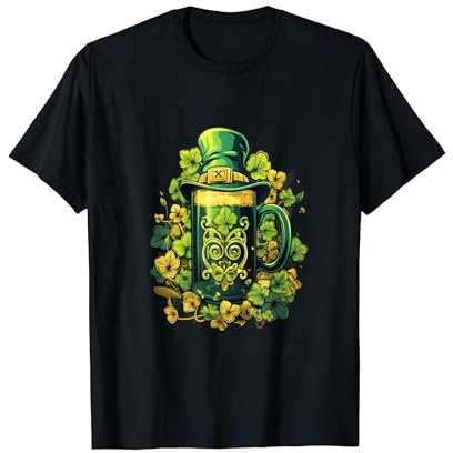 Chope à bière St Patrick Chapeau Leprechaun Fête irlandaise T-Shirt