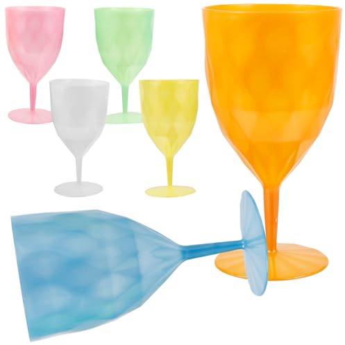 DEARMAMY 6pcs Colored Chalice Goblet Plastic Shot Glass Wine Glasses Reusable Drinking Glasses Medieval Wine Cups Chalice Goblet King Party Goblets Easter Party Supplies