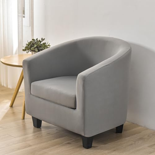Surwin Sesselbezug Sesselschoner mit Elastisch Stretch Husse, Reine Farbe Gebürstet Sesselüberwurf Universal Chair Schonbezug Sofabezug für Clubsessel Lounge- & Cocktailsessel (Grau)