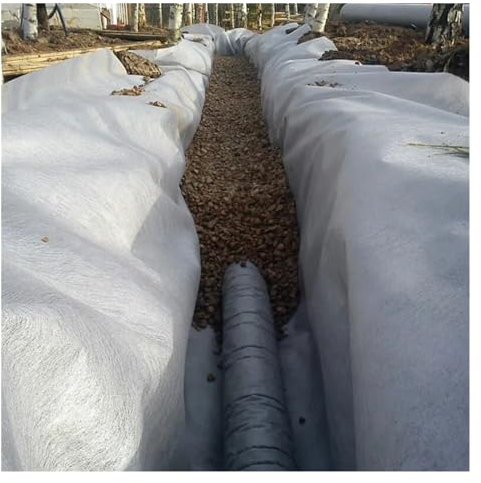 Malla Antihierbas Geotextil Tela geotextil no tejida con doble perforación para drenajes franceses, bloque de barrera contra malezas de 5oz que estabiliza la tela del paisaje del suelo para muro de co