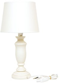 LIGUORO SHOP Lampada Lume Da Tavolo Abatjour Con Base In Legno Color Avorio e Paralume Color bianco In Cotone. (Lampada Piccola 40 cm)