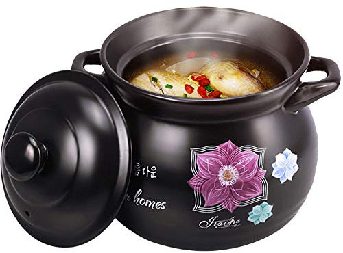 CRBUDY Pfannen Keramik-Steakpfanne Ramen Koreanischer Nudeltopf Koreanischer Topf Instantnudeln, Auflauftopf Hitzebeständig Mit Deckel,Schwarz1-5L (Schwarz1 3L)