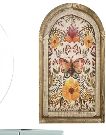 Derwrtup Blumenbilder Wanddekoration | Vintage Meerjungfrau Poster | Bohemia Schmetterling und Meerjungfrau Holzbilder für Wohnzimmer, Schlafzimmer, Fenster
