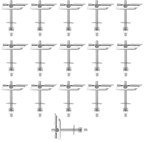 Tasselli Basculanti Gancio, 16 Pezzi Tasselli Inclinabili, M8 Tasselli per Cartongesso Ad Alta Resistenza con Dadi ad Alette, Tasselli per Cartongesso per Fissare Oggetti Pesanti a Soffitti O Pareti