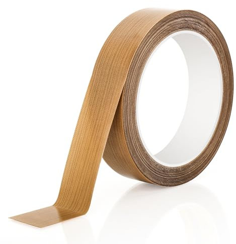 1 nastro in teflon autoadesivo, 25 mm x 20 m, spessore 0,18 mm, resistente al calore fino a 300 °C, nastro PTFE per sigillare le mani, sigillare le impulsi, imballaggio, termoplastica, laminazione,