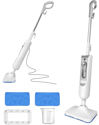 Steam Mop – Pulitore a vapore multiuso, portatile, per pavimenti in legno duro, piastrelle, laminato, tutti i pavimenti, con modalità di vapore regolabili e 2 panni lavabili, cavo da 4,9 m, per uso