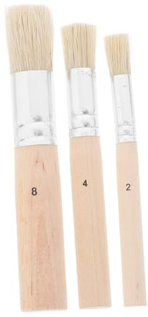 DIYEAH 3pcs Round Natural Bristle Paint Brush Set for Stenciling and Chalk Wax Painting with Wooden Handles, Detail Stencil Brushes for Boys and Girls and Diy Arts Crafts