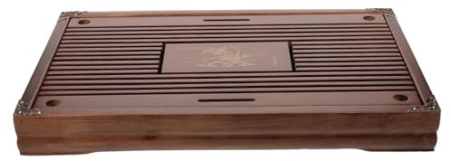 CONGARTENO Bandeja De Té De Chino De Madera Rectangular Para Servir Té y Tazas Con Escurridor