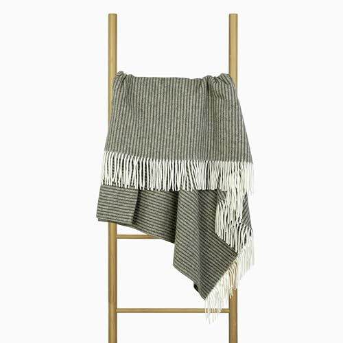 Merino Wolldecke 140x200 – Weiche Merino Decke mit 10% Kaschmir – Luxuriöse Schafwolldecke mit Tasseln – Warme Wolldecke für Sofa, Bett & Outdoor – Stylish Weiche Kuscheldecke - Nostra Wolldecken