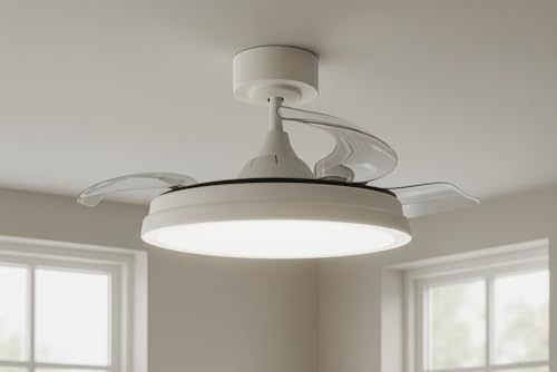 MeLiTec Deckenleuchte mit Ventilator, Deckenventilator mit Beleuchtung LED, leise, mit RGB-Licht, verschiedene Farbmodi, Timer- und Nachtlichtfunktion, dimmbar, DV07, weiß, Steuerung per Fernbedienung