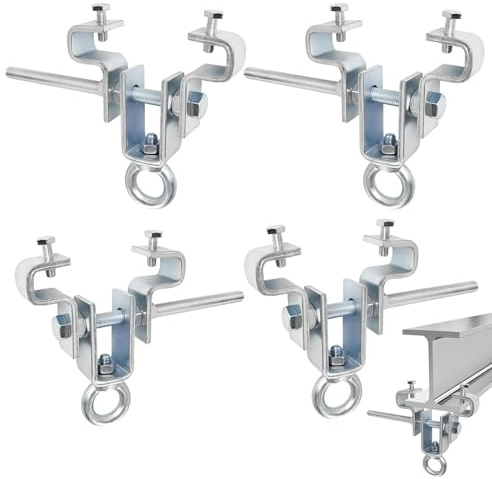 4 Stück Verstellbare Stahlträger Befestigung, Kranhaken, Trägerklemme für Schwere Säcke Hält 204KG - Einstellbar von 65 mm bis 225 mm, für Vielseitige Anwendungen - Robust und Einfach zu Bedienen