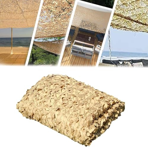 Red de Camuflaje 3x4m Color Arena Protección Solar Red de Camuflaje Militar para Interior o Exterior Decoración de Camuflaje para Caza Camping Jardín Ocio Privacidad Decoración y Ciegos Disparos