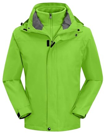 Mrat Mens Waterproof 3 in 1 Jacket Inner Fleece Rain Coats Hooded Outdoor Windbreak Mountain Coat Softshell Ski Jackets Breathable Winter Warm Raincoat Walking Hiking Travel Climbing Trekking Camping