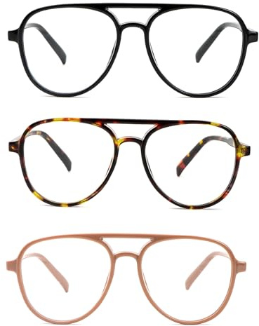 KoKoBin 3er-Pack klassische Flieger Lesebrille runde Computer Leser Brille Für Männer und Frauen