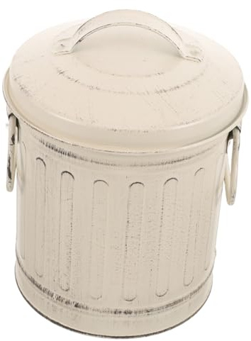 SMASOLO Cubo Para Cenizas Con Tapa De Metal Beige Vintage, Resistente y Seguro Para Chimeneas y Jardín, Contenedor Para Cenizas Calientes y Almacenamiento Doméstico