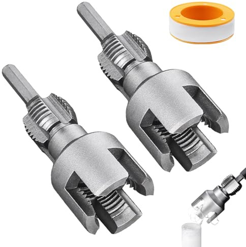 2 in 1 Gewindeschneider für Rohre aus PVC/PPR, Schläuche mit 1/2, 3/4 | 2 Stück integriertes Werkzeug für Innen- und Außengewinde, Mehrzweck-Bohrmaschine