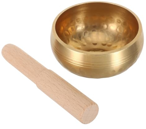 Toyvian Cuenco Tibetano de Meditación Auténtico Sonido Martillado con de Madera para Yoga Mindfulness Relajación Principiantes Hombres Mujeres