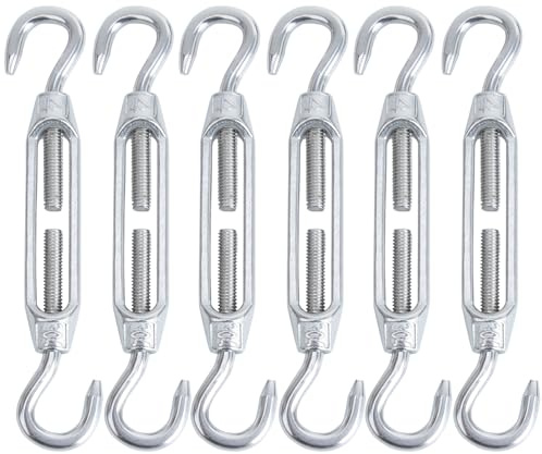 Meijeegu 6 Stück M4 Spannschloss 304 Edelstahl, Draht Spanner Verstellbare Haken Und Öse Drahtspanner, Spannhaken verstellbare Spannschloss (M4 Haken Und Haken)