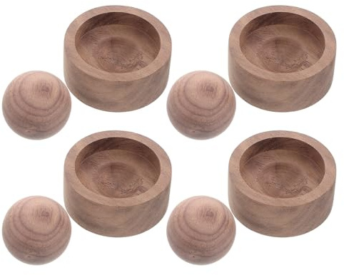 Holzdiffusor 4 Stück für Aromatherapie, Tragbar, Rund, Kaffee | Natürliche Harmonie, Passiver Duftverteiler für Ätherische Öle, Zuhause, Sauna, Büro, Schreibtisch