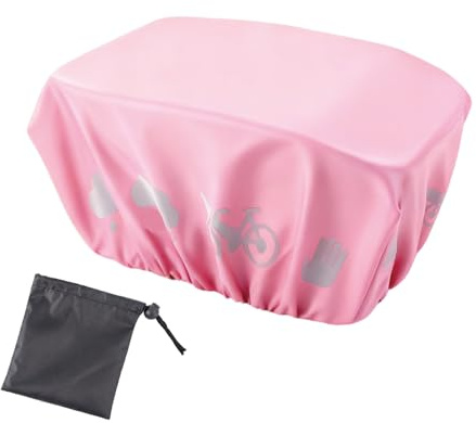 Copertura antipioggia per cestino per bicicletta, impermeabile con strisce catarifrangenti, copertura universale per cesti fino a 45 x 45 cm, adatta per biciclette, e-bike e moto (rosa)