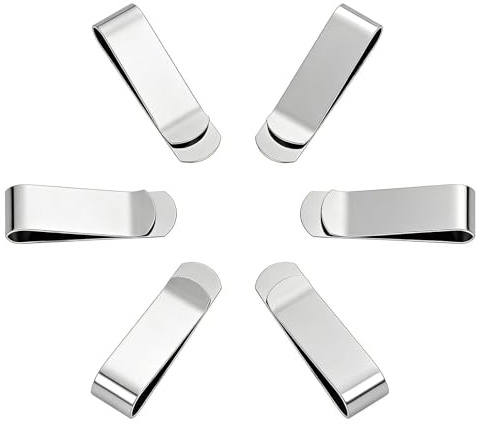 6 Pieces Stainless Steel Money Clip, Metal Slim Money Clips Portable Silver Cash Clips Sturdy Banknote Clip Wallet Bill Holder for Credit Card Receipts